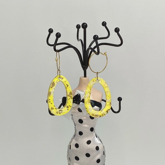 Unique Handmade Polymer Clay Dangle Hoop Earrings - Picture 9 of 13